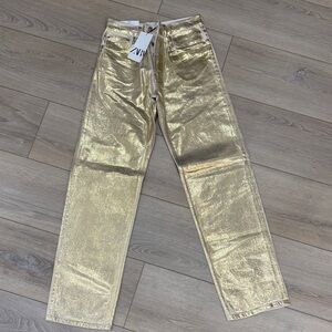 Zara Gold Jeans NWT
